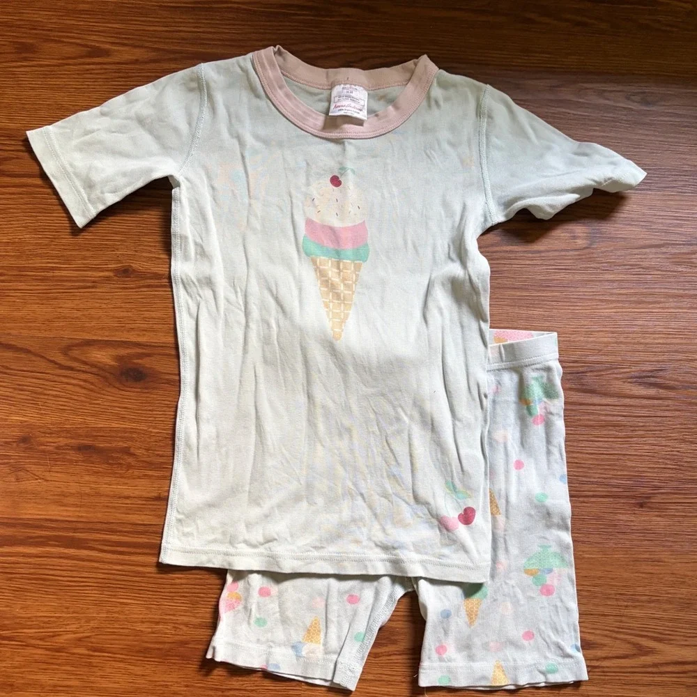 Hanna Andersson Ice Cream Organic Cotton Short Pajama Set Girls Size 10 140cm